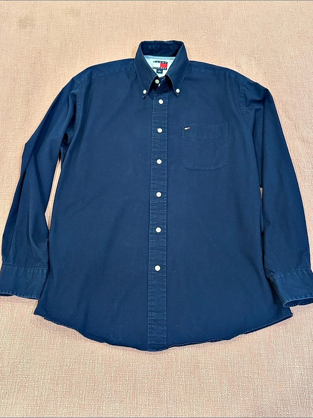 Tommy Hilfiger med men’s Cotton Button Down Shirt in Blue